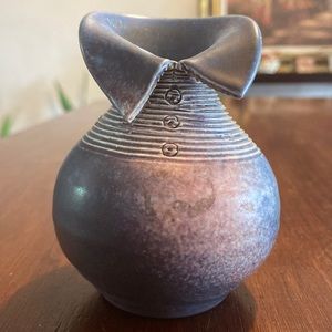 Antique vintage Gouda decorative multicolor vase 3 X 4 1/2 Stamped on the bottom